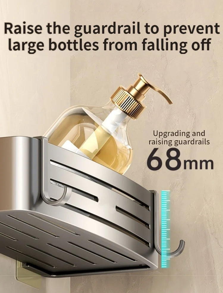 No Need To Drill Walls for installation Aluminum Bathroom Shelf Shelves Shampoo Rack Storage Holder Kitchen Organizer Wall Rack
