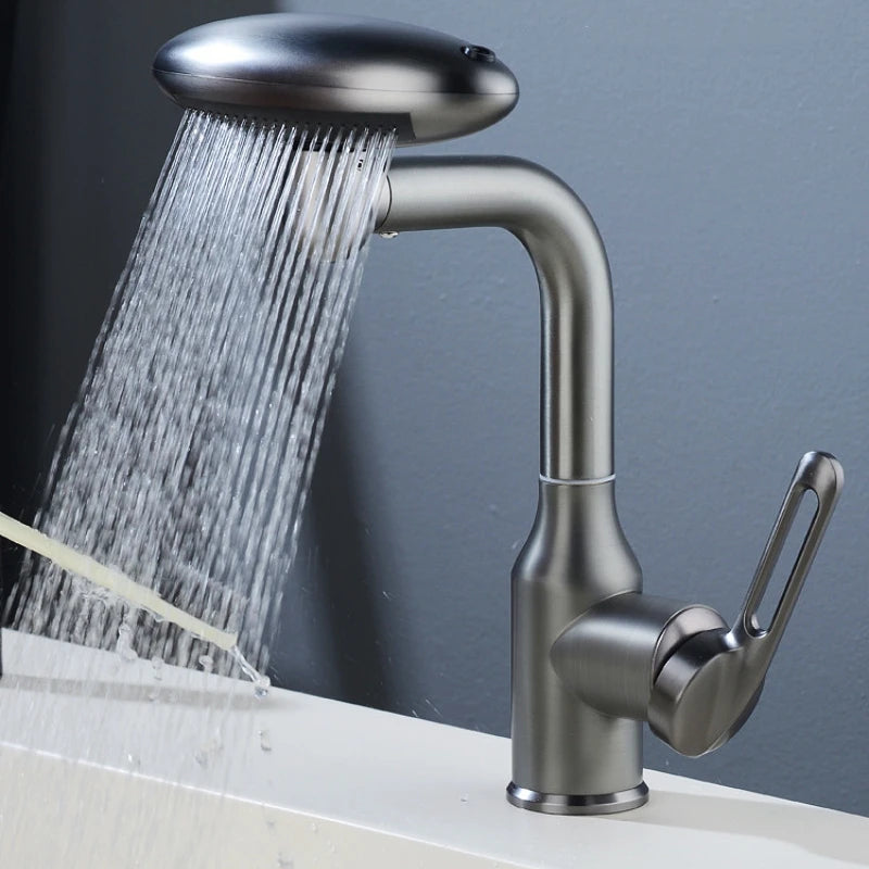 MultiFunctional Waterfall Basin Faucet 4 Modes Stream Sprayer 360° Rotation Hot Cold Water Sink Mixer Wash for Bathroom