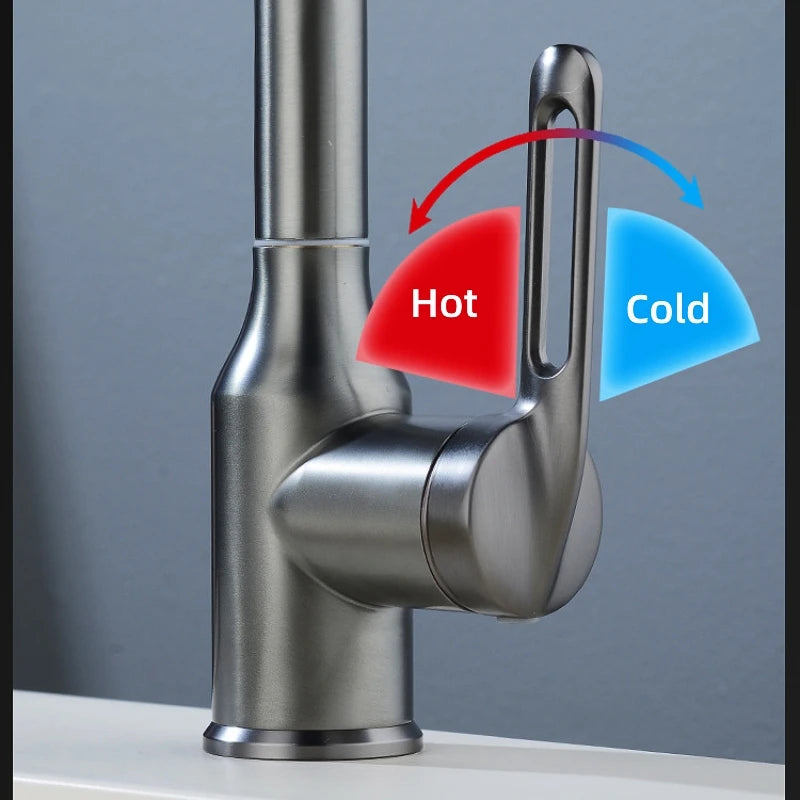 MultiFunctional Waterfall Basin Faucet 4 Modes Stream Sprayer 360° Rotation Hot Cold Water Sink Mixer Wash for Bathroom