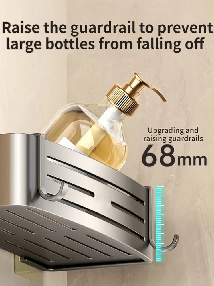 No Need To Drill Walls for installation Aluminum Bathroom Shelf Shelves Shampoo Rack Storage Holder Kitchen Organizer Wall Rack