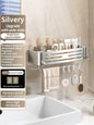 No Need To Drill Walls for installation Aluminum Bathroom Shelf Shelves Shampoo Rack Storage Holder Kitchen Organizer Wall Rack