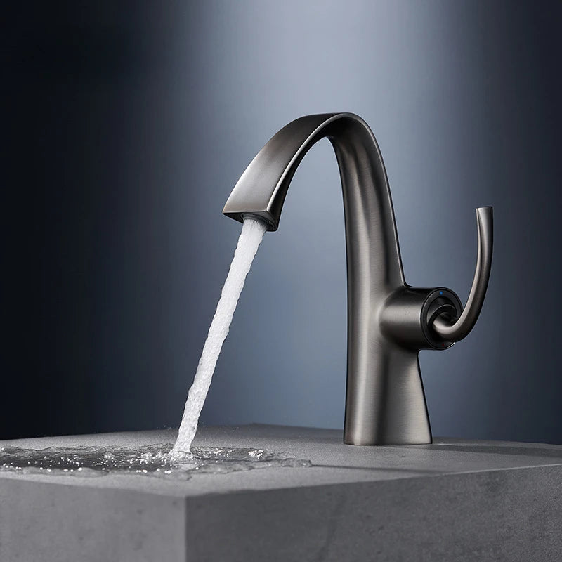 New copper hot and cold basin faucet, household bathroom cabinet, washbasin, washbasin, faucet gun, gray