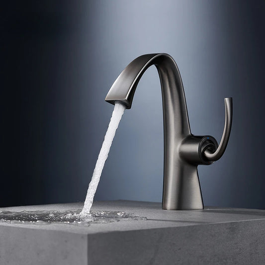 New copper hot and cold basin faucet, household bathroom cabinet, washbasin, washbasin, faucet gun, gray