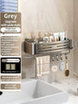 No Need To Drill Walls for installation Aluminum Bathroom Shelf Shelves Shampoo Rack Storage Holder Kitchen Organizer Wall Rack