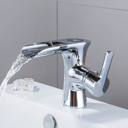 LED Digital Basin Faucet Black Bath Basin Mixer Brass Temperature Display Faucet Smart Tap Sink Faucet For Bathroom A186