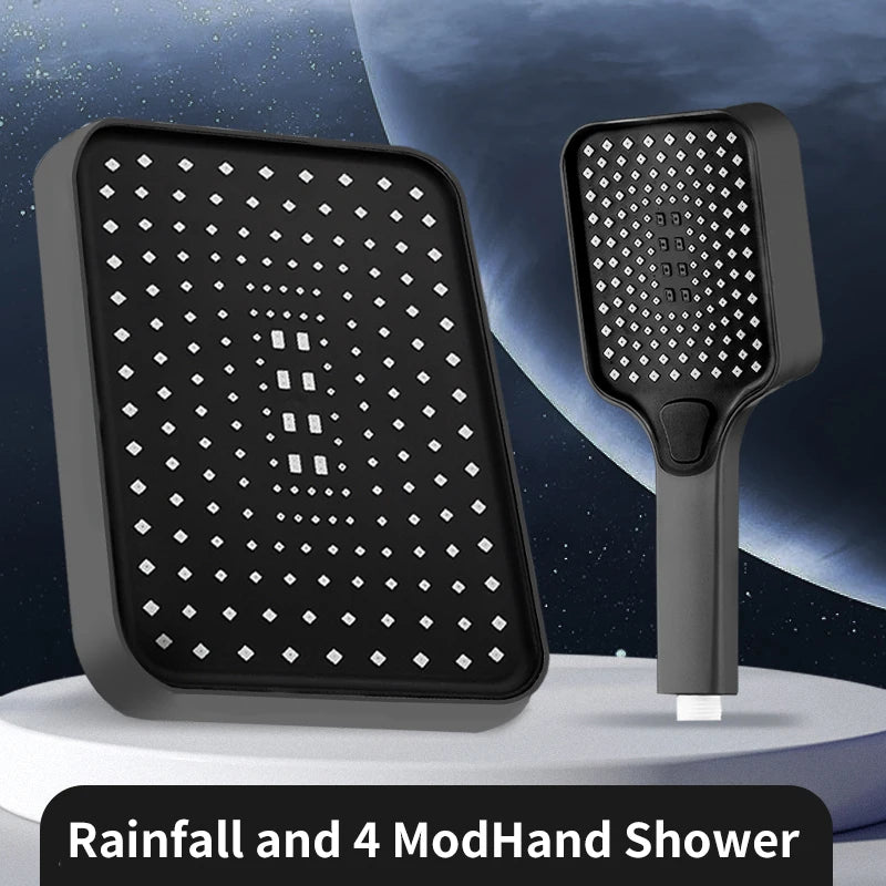 1pc High Pressure Rainfall Shower Head, Luxury Bathroom Showerhead, Adjustable Angles, Anti-Clogging Silicone Nozzles, Water Sav