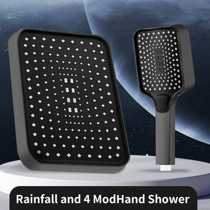 1pc High Pressure Rainfall Shower Head, Luxury Bathroom Showerhead, Adjustable Angles, Anti-Clogging Silicone Nozzles, Water Sav