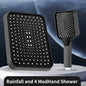 1pc High Pressure Rainfall Shower Head, Luxury Bathroom Showerhead, Adjustable Angles, Anti-Clogging Silicone Nozzles, Water Sav