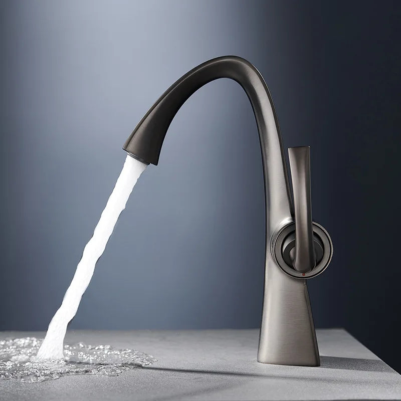New copper hot and cold basin faucet, household bathroom cabinet, washbasin, washbasin, faucet gun, gray