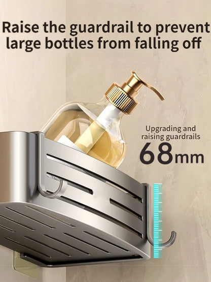 No Need To Drill Walls for installation Aluminum Bathroom Shelf Shelves Shampoo Rack Storage Holder Kitchen Organizer Wall Rack