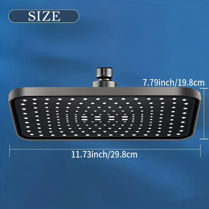 1pc High Pressure Rainfall Shower Head, Luxury Bathroom Showerhead, Adjustable Angles, Anti-Clogging Silicone Nozzles, Water Sav
