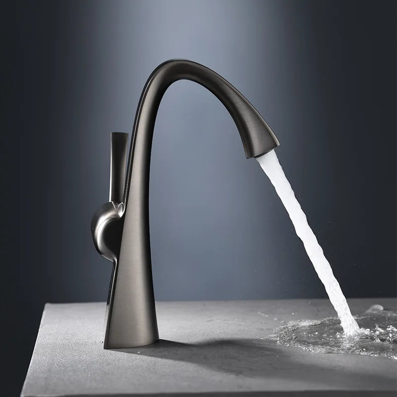 New copper hot and cold basin faucet, household bathroom cabinet, washbasin, washbasin, faucet gun, gray