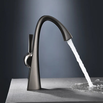 New copper hot and cold basin faucet, household bathroom cabinet, washbasin, washbasin, faucet gun, gray