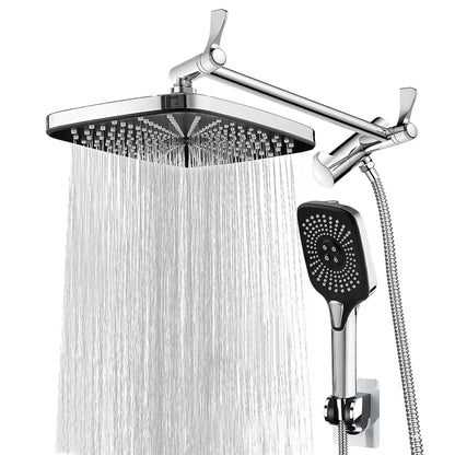 12 Inch Rainfall Rain Shower System Height/Angle Adjustable Hand Shower Head Shower Set with Extension Arm In Wall Shower System