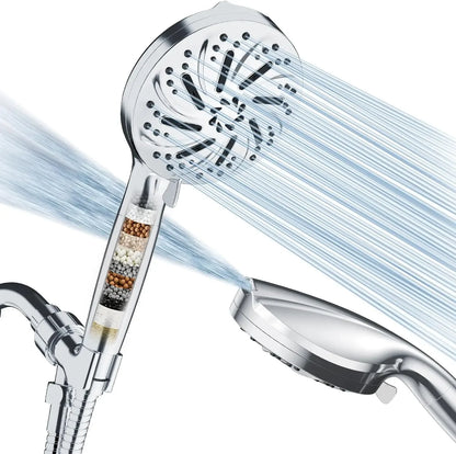 8+2 Function Handheld Shower Head ABS Round Pressurized Shower with Spray Gun Multiple Spray Modes Filtered Shower Head
