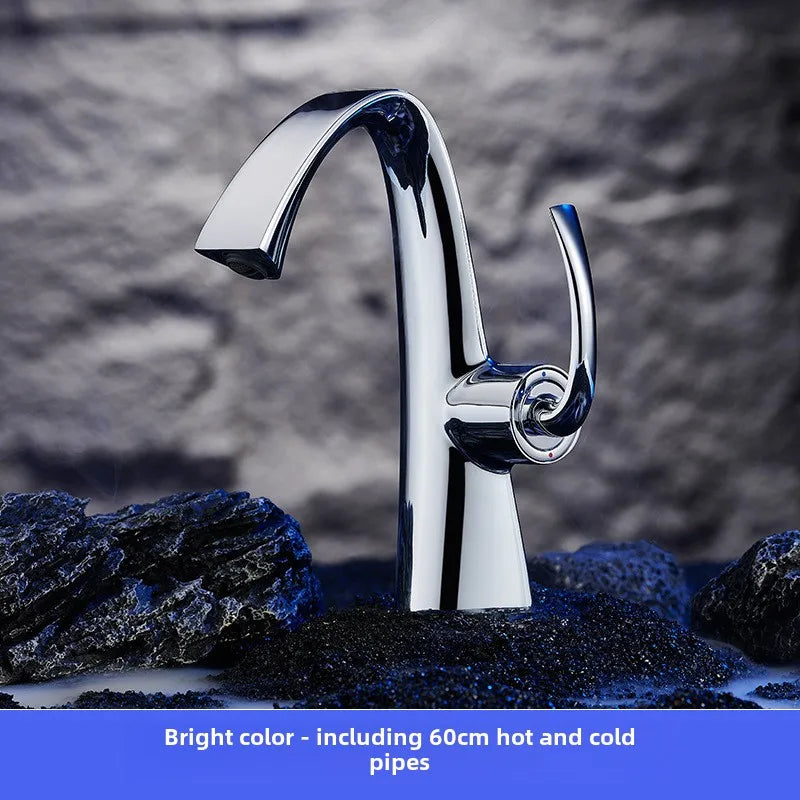 New copper hot and cold basin faucet, household bathroom cabinet, washbasin, washbasin, faucet gun, gray