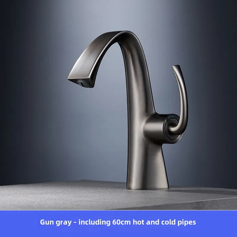 New copper hot and cold basin faucet, household bathroom cabinet, washbasin, washbasin, faucet gun, gray