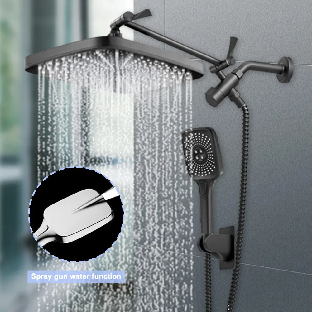 12 Inch Rainfall Rain Shower System Height/Angle Adjustable Hand Shower Head Shower Set with Extension Arm In Wall Shower System