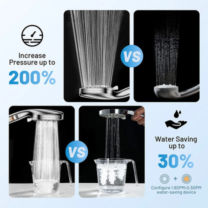 8+2 Function Handheld Shower Head ABS Round Pressurized Shower with Spray Gun Multiple Spray Modes Filtered Shower Head
