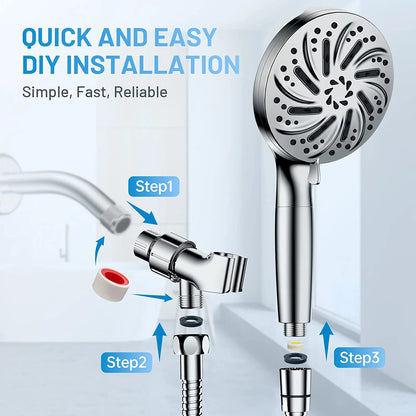 8+2 Function Handheld Shower Head ABS Round Pressurized Shower with Spray Gun Multiple Spray Modes Filtered Shower Head