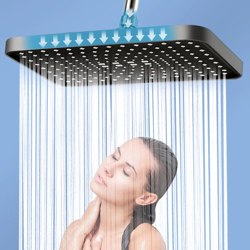 1pc High Pressure Rainfall Shower Head, Luxury Bathroom Showerhead, Adjustable Angles, Anti-Clogging Silicone Nozzles, Water Sav