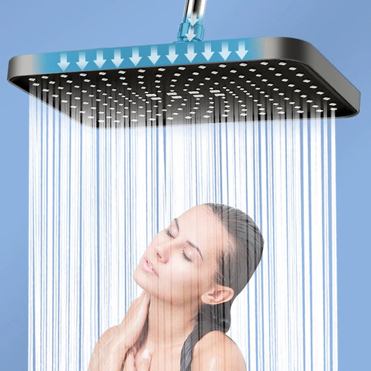1pc High Pressure Rainfall Shower Head, Luxury Bathroom Showerhead, Adjustable Angles, Anti-Clogging Silicone Nozzles, Water Sav