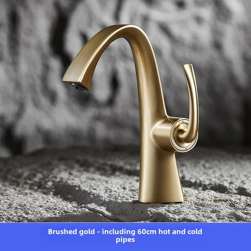 New copper hot and cold basin faucet, household bathroom cabinet, washbasin, washbasin, faucet gun, gray